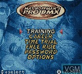 Image du menu du jeu Mat Hoffman's Pro BMX sur Nintendo Game Boy Color