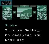 Image du menu du jeu Metal Gear Solid sur Nintendo Game Boy Color