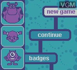 Image du menu du jeu Monsters, Inc. sur Nintendo Game Boy Color