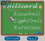 Image du menu du jeu Pocket Color Billiard sur Nintendo Game Boy Color