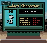 Image du menu du jeu Snoopy Tennis sur Nintendo Game Boy Color