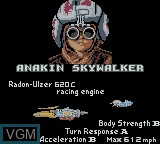 Image du menu du jeu Star Wars Episode I - Racer sur Nintendo Game Boy Color
