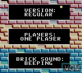 Image du menu du jeu Super Breakout sur Nintendo Game Boy Color