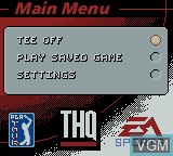Image du menu du jeu Tiger Woods PGA Tour 2000 sur Nintendo Game Boy Color