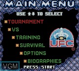 Image du menu du jeu Ultimate Fighting Championship sur Nintendo Game Boy Color