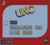 Image du menu du jeu Uno sur Nintendo Game Boy Color