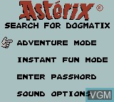 Image du menu du jeu Asterix - Search for Dogmatix sur Nintendo Game Boy Color