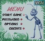Image du menu du jeu Bug's Life, A sur Nintendo Game Boy Color