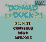 Image du menu du jeu Donald Duck - Goin' Quackers sur Nintendo Game Boy Color