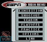 Image du menu du jeu ESPN National Hockey Night sur Nintendo Game Boy Color