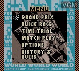 Image du menu du jeu Formula One 2000 sur Nintendo Game Boy Color