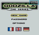 Image du menu du jeu Godzilla the Series sur Nintendo Game Boy Color