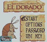 Image du menu du jeu Gold and Glory - The Road to El Dorado sur Nintendo Game Boy Color