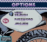 Image du menu du jeu Jeremy McGrath Supercross 2000 sur Nintendo Game Boy Color