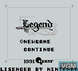 Image de l'ecran titre du jeu Legend - Ashita e no Tsubasa sur Nintendo Game Boy