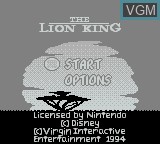 Image de l'ecran titre du jeu Lion King, The sur Nintendo Game Boy