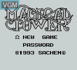 Image de l'ecran titre du jeu Magical Tower sur Nintendo Game Boy