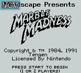 Image de l'ecran titre du jeu Marble Madness sur Nintendo Game Boy