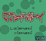 Image de l'ecran titre du jeu Marmalade Boy sur Nintendo Game Boy