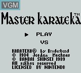 Image de l'ecran titre du jeu Master Karateka sur Nintendo Game Boy