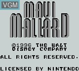 Image de l'ecran titre du jeu Maui Mallard in Cold Shadow sur Nintendo Game Boy