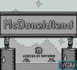 Image de l'ecran titre du jeu McDonaldland sur Nintendo Game Boy