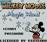 Image de l'ecran titre du jeu Mickey Mouse - Magic Wands! sur Nintendo Game Boy