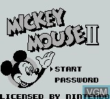 Image de l'ecran titre du jeu Mickey Mouse II sur Nintendo Game Boy