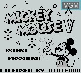 Image de l'ecran titre du jeu Mickey Mouse V - Mahou no Stick sur Nintendo Game Boy