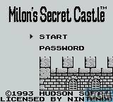Image de l'ecran titre du jeu Milon's Secret Castle sur Nintendo Game Boy