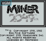Image de l'ecran titre du jeu Miner 2049er sur Nintendo Game Boy