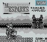 Image de l'ecran titre du jeu Miracle Adventure Esparks sur Nintendo Game Boy