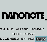 Image de l'ecran titre du jeu Nanonote sur Nintendo Game Boy
