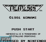 Image de l'ecran titre du jeu Nemesis sur Nintendo Game Boy