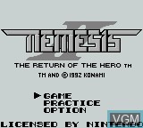 Image de l'ecran titre du jeu Nemesis II - The Return of the Hero sur Nintendo Game Boy