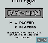 Image de l'ecran titre du jeu Pac-Man sur Nintendo Game Boy