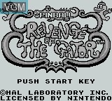 Image de l'ecran titre du jeu Pinball - Revenge of the Gator sur Nintendo Game Boy