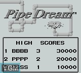 Image de l'ecran titre du jeu Pipe Dream sur Nintendo Game Boy