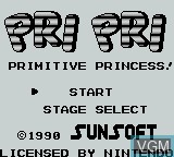 Image de l'ecran titre du jeu Pri Pri - Primitive Princess! sur Nintendo Game Boy