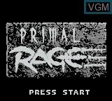 Image de l'ecran titre du jeu Primal Rage sur Nintendo Game Boy