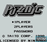 Image de l'ecran titre du jeu Puzznic sur Nintendo Game Boy