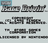 Image de l'ecran titre du jeu Race Drivin' sur Nintendo Game Boy
