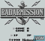 Image de l'ecran titre du jeu Radar Mission sur Nintendo Game Boy