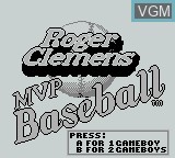 Image de l'ecran titre du jeu Roger Clemens' MVP Baseball sur Nintendo Game Boy