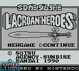Image de l'ecran titre du jeu SD Gundam Gaiden - Lacroan Heroes sur Nintendo Game Boy