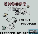 Image de l'ecran titre du jeu Snoopy no Hajimete no Otsukai sur Nintendo Game Boy