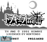 Image de l'ecran titre du jeu Dracula Densetsu II sur Nintendo Game Boy