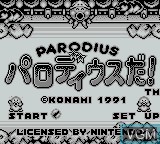 Image de l'ecran titre du jeu Parodius Da! sur Nintendo Game Boy