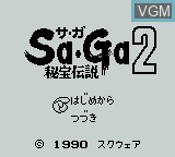 Image de l'ecran titre du jeu SaGa 2 - Hihou Densetsu sur Nintendo Game Boy
