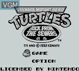 Image de l'ecran titre du jeu Teenage Mutant Hero Turtles II - Back From the Sewers sur Nintendo Game Boy